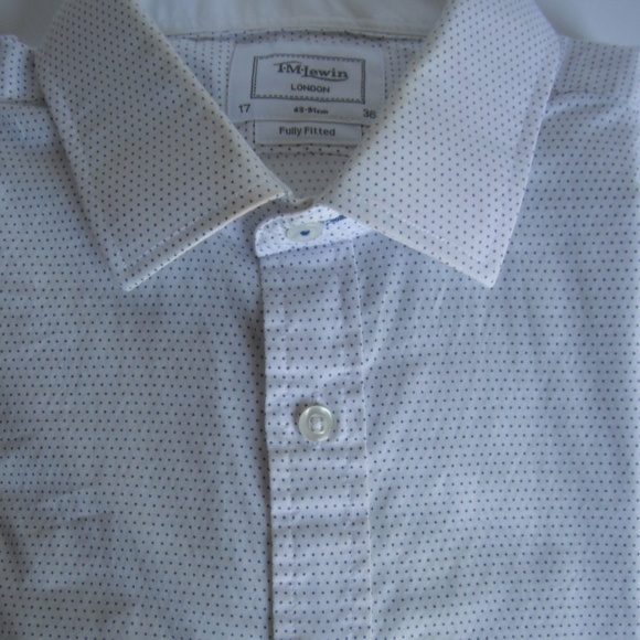 T.M.Lewin Dot Print Long Sleeve Shirt 100% Cotton - Picture 5 of 8